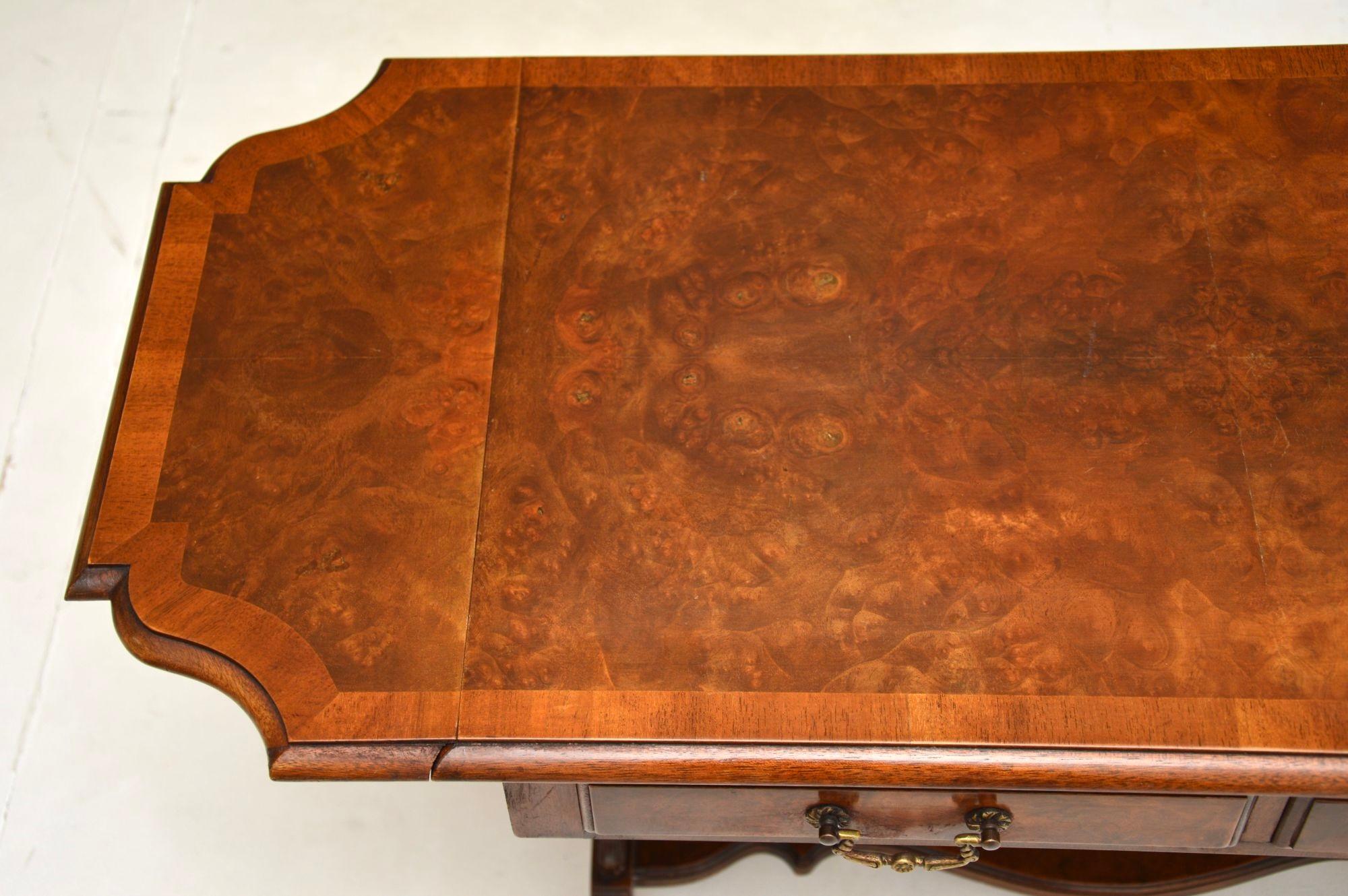 Antique Burr Walnut Drop Leaf Coffee / Side Table 1
