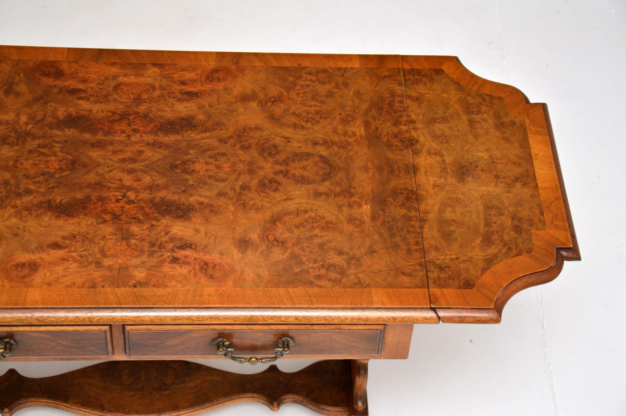 Antique Burr Walnut Drop Leaf Coffee Table For Sale 5