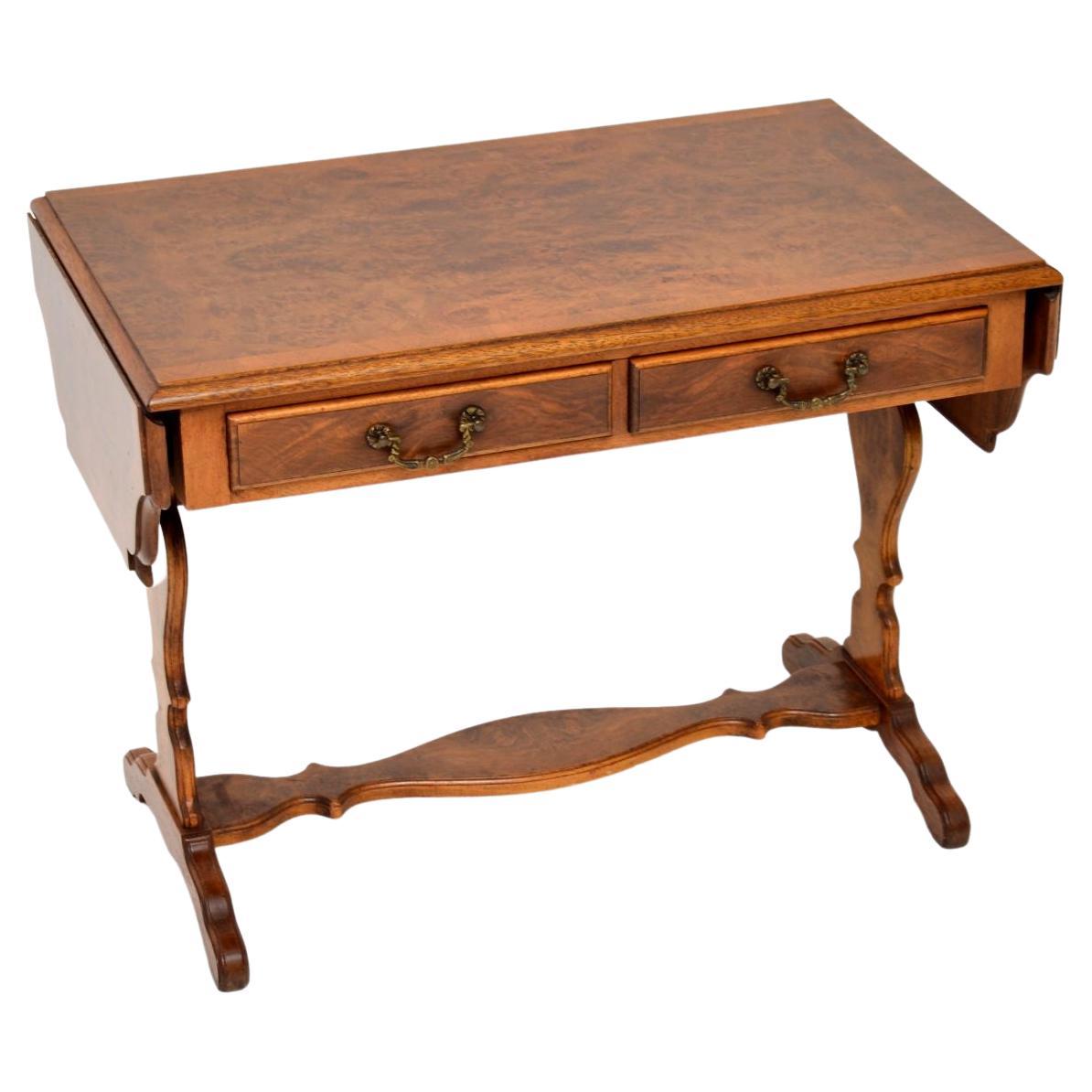 Antique Burr Walnut Drop Leaf Coffee Table For Sale