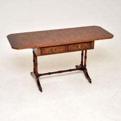 Antique Burr Walnut Drop Leaf Coffee Table or Side Table