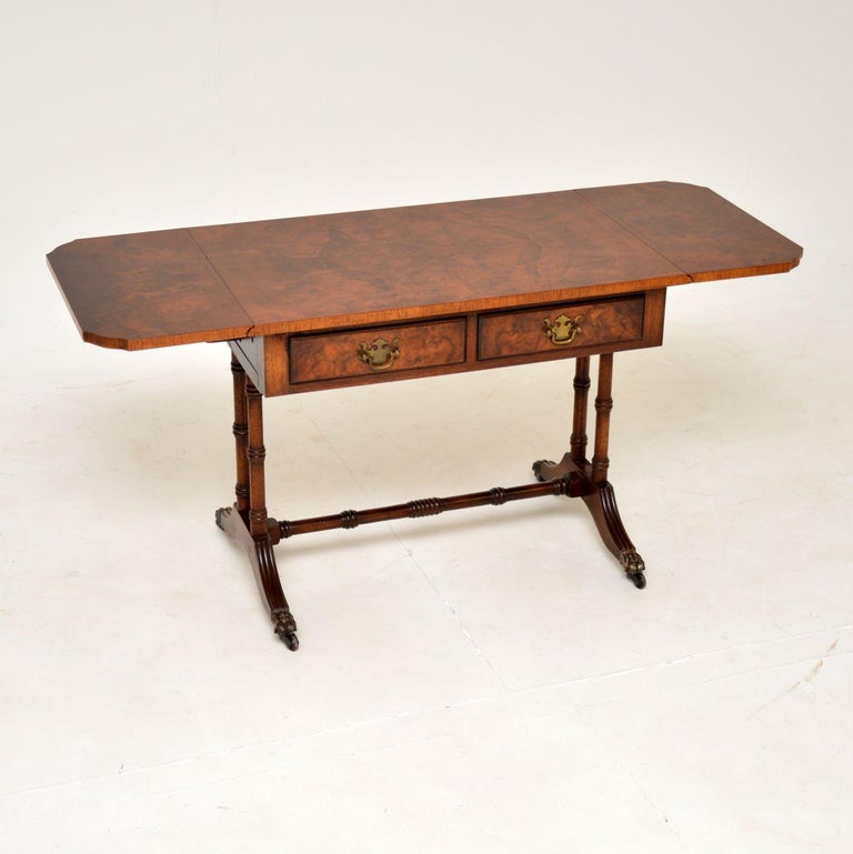 Antique Burr Walnut Drop Leaf Coffee Table or Side Table at 1stDibs