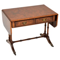 Antique Burr Walnut Drop Leaf Coffee Table or Side Table