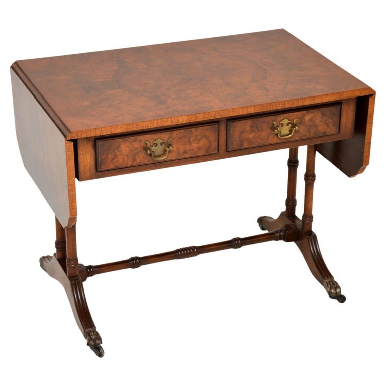 Antique Burr Walnut Drop Leaf Coffee Table or Side Table at 1stDibs