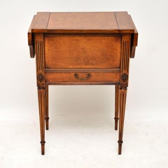 Antique Burr Walnut Drop Leaf Side Table