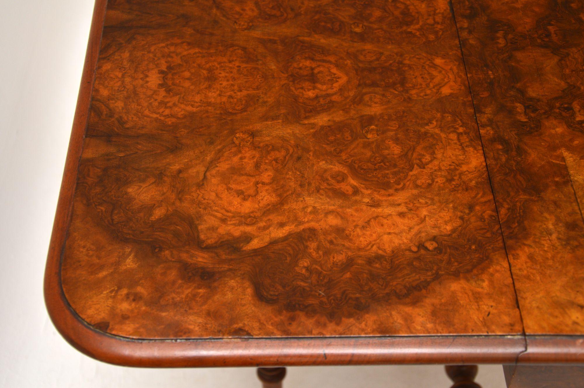 Antique Burr Walnut Drop-Leaf Side Table 2