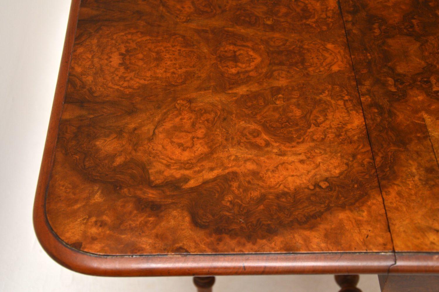 Antique Burr Walnut Drop-Leaf Side Table 3