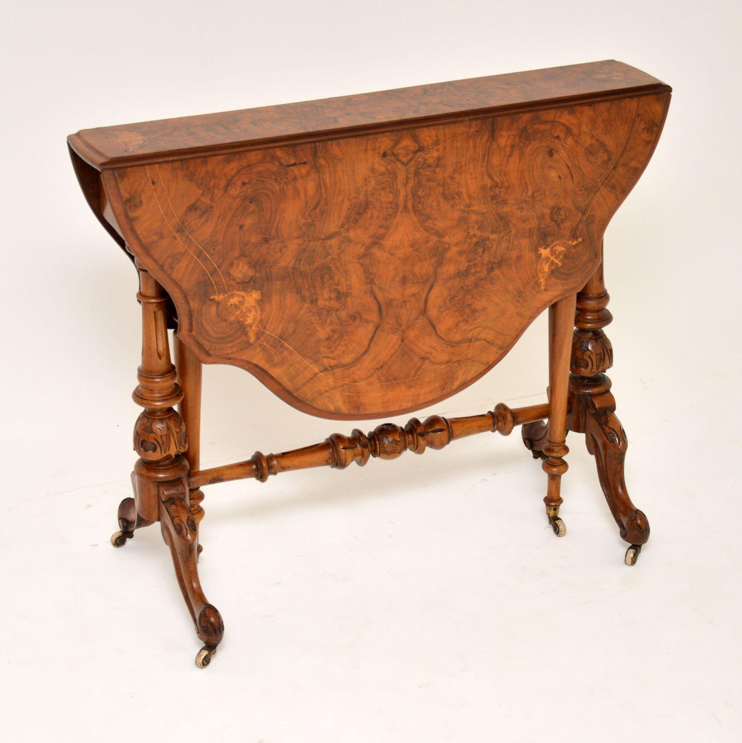 Antique Burr Walnut Drop-Leaf Sutherland Table 2