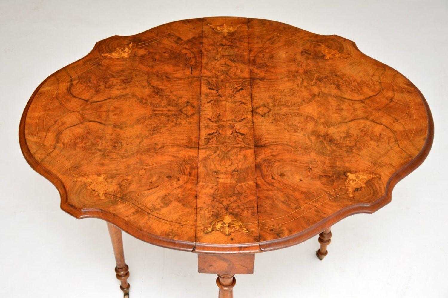 Antique Burr Walnut Drop-Leaf Sutherland Table 5