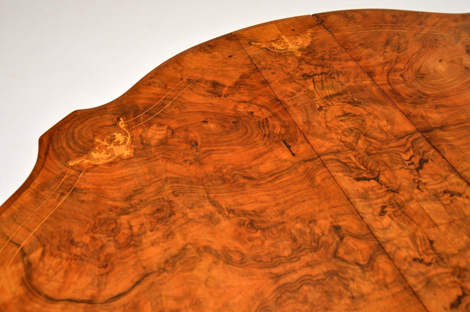 English Antique Burr Walnut Drop-Leaf Sutherland Table