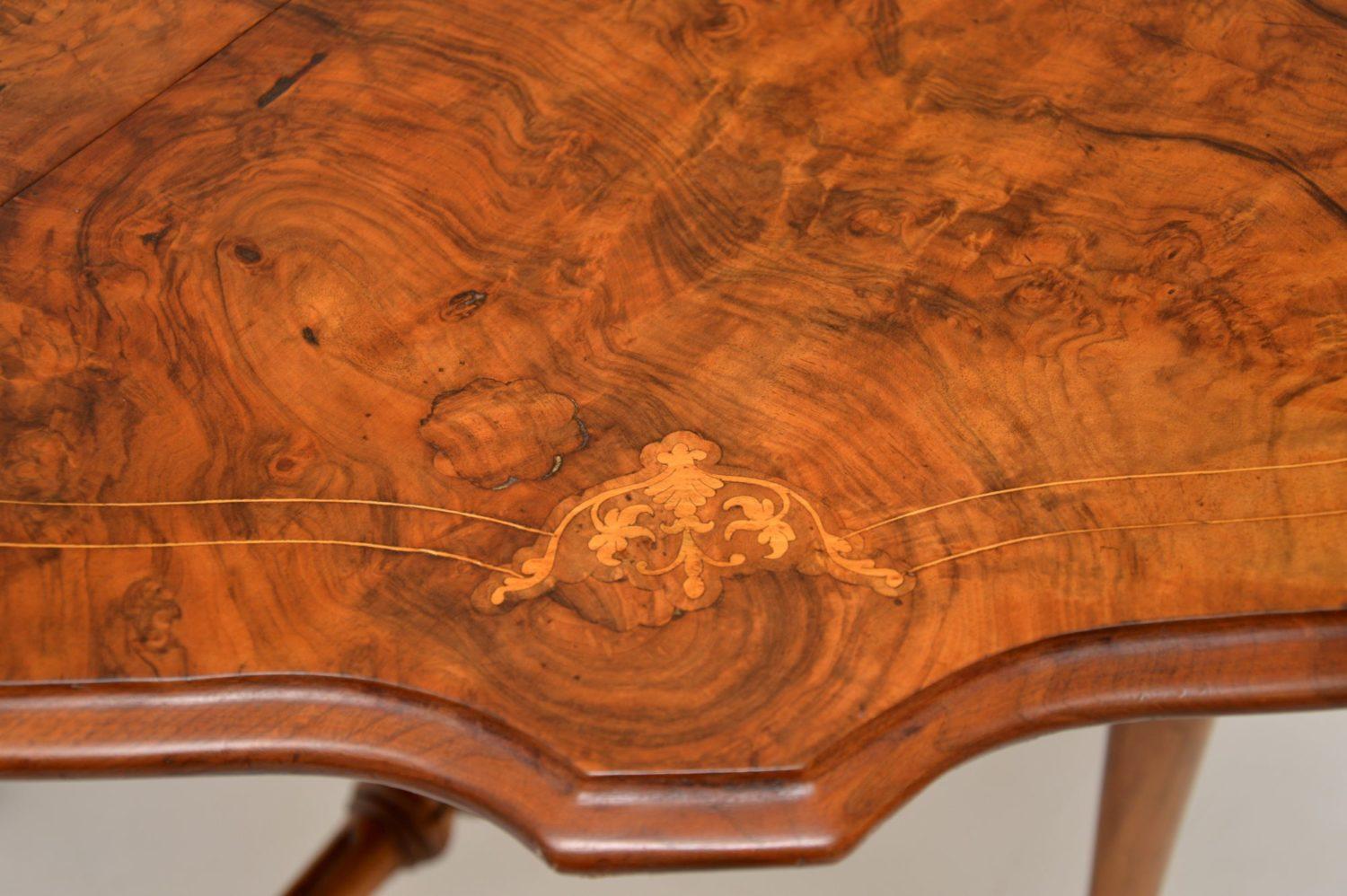 Antique Burr Walnut Drop-Leaf Sutherland Table In Good Condition In London, GB