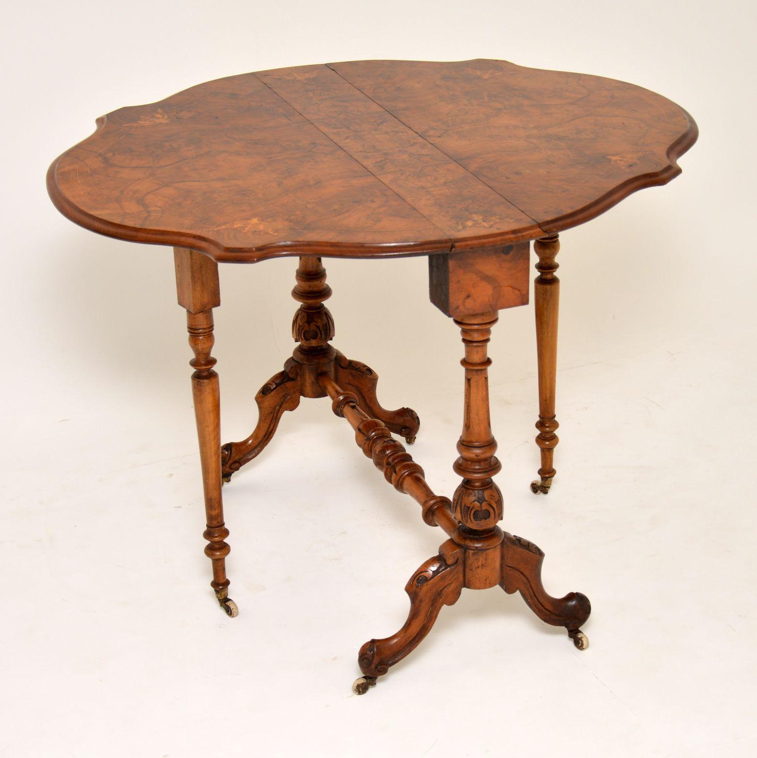 Antique Burr Walnut Drop-Leaf Sutherland Table 1