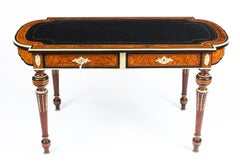 Antique Burr Walnut and Ebonized Ormolu Mounted Writing Table Desk, 19th Century