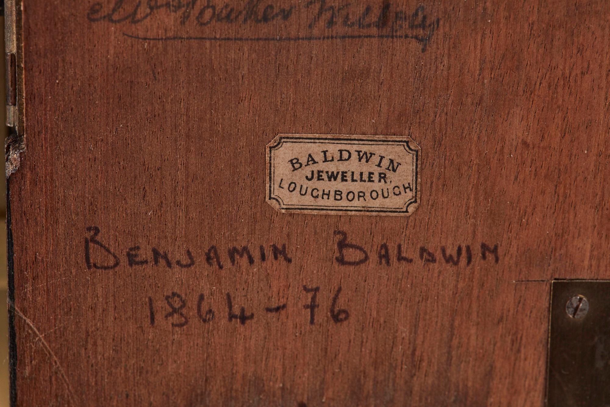 Antike antike ebonisierte Wurzelnussholz-Schreibtischuhr von Baldwin of Loughborough (Walnuss) im Angebot