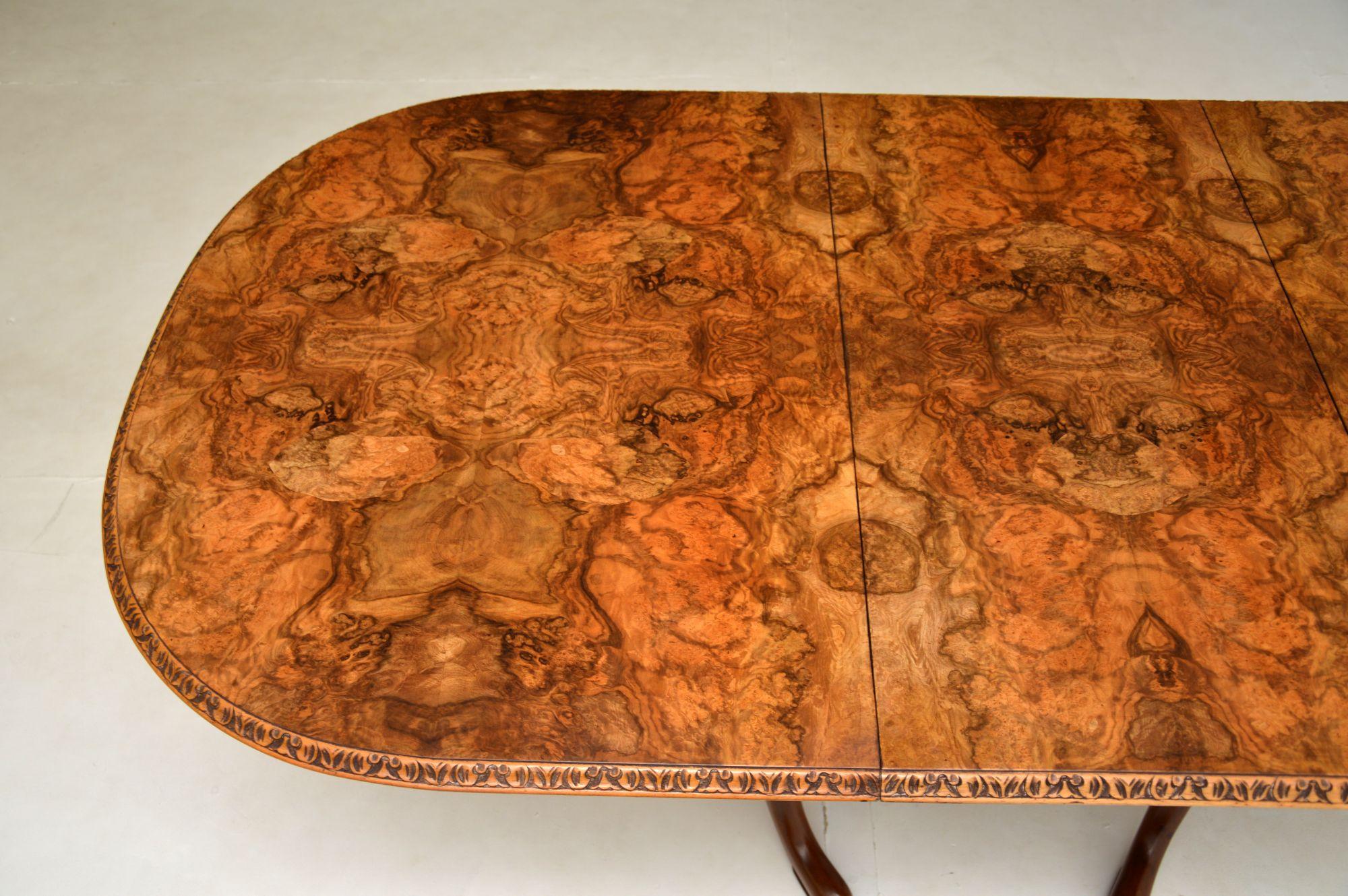 Early 20th Century Antique Burr Walnut Extending Dining Table