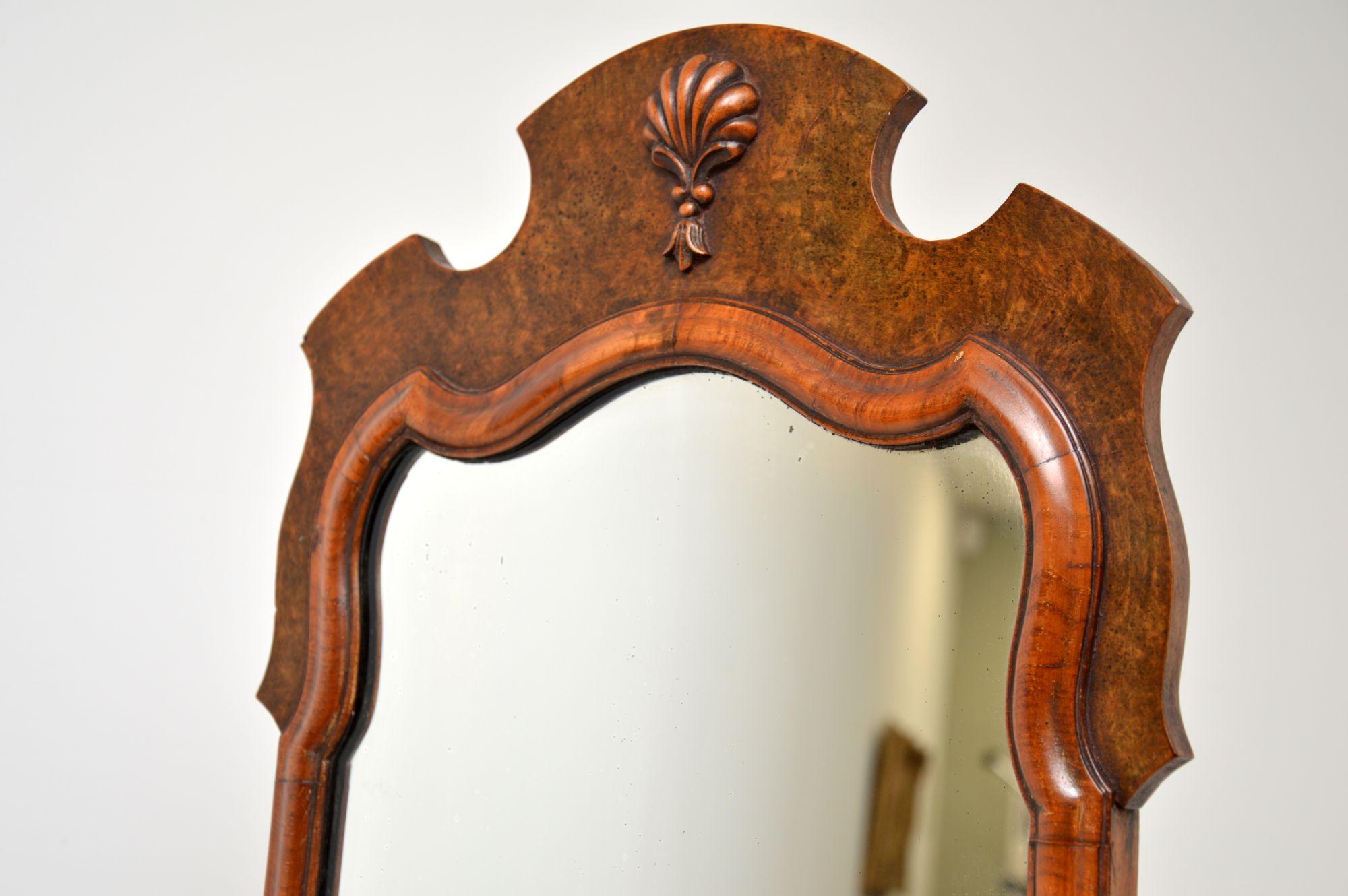 Antique Burr Walnut Free Standing Cheval Mirror In Good Condition In London, GB