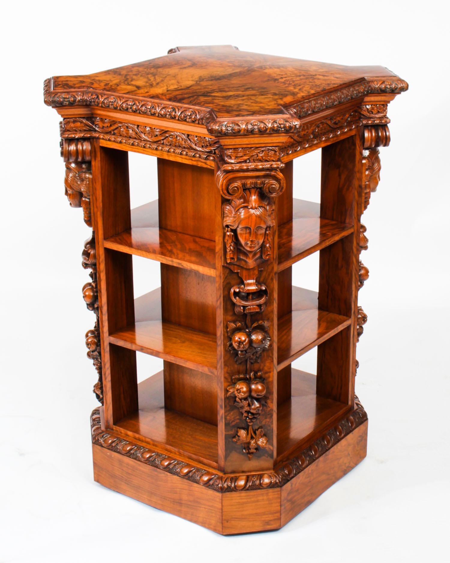 Antique Burr Walnut Freestanding Library Bookcase After Gillows Early 19th C 7