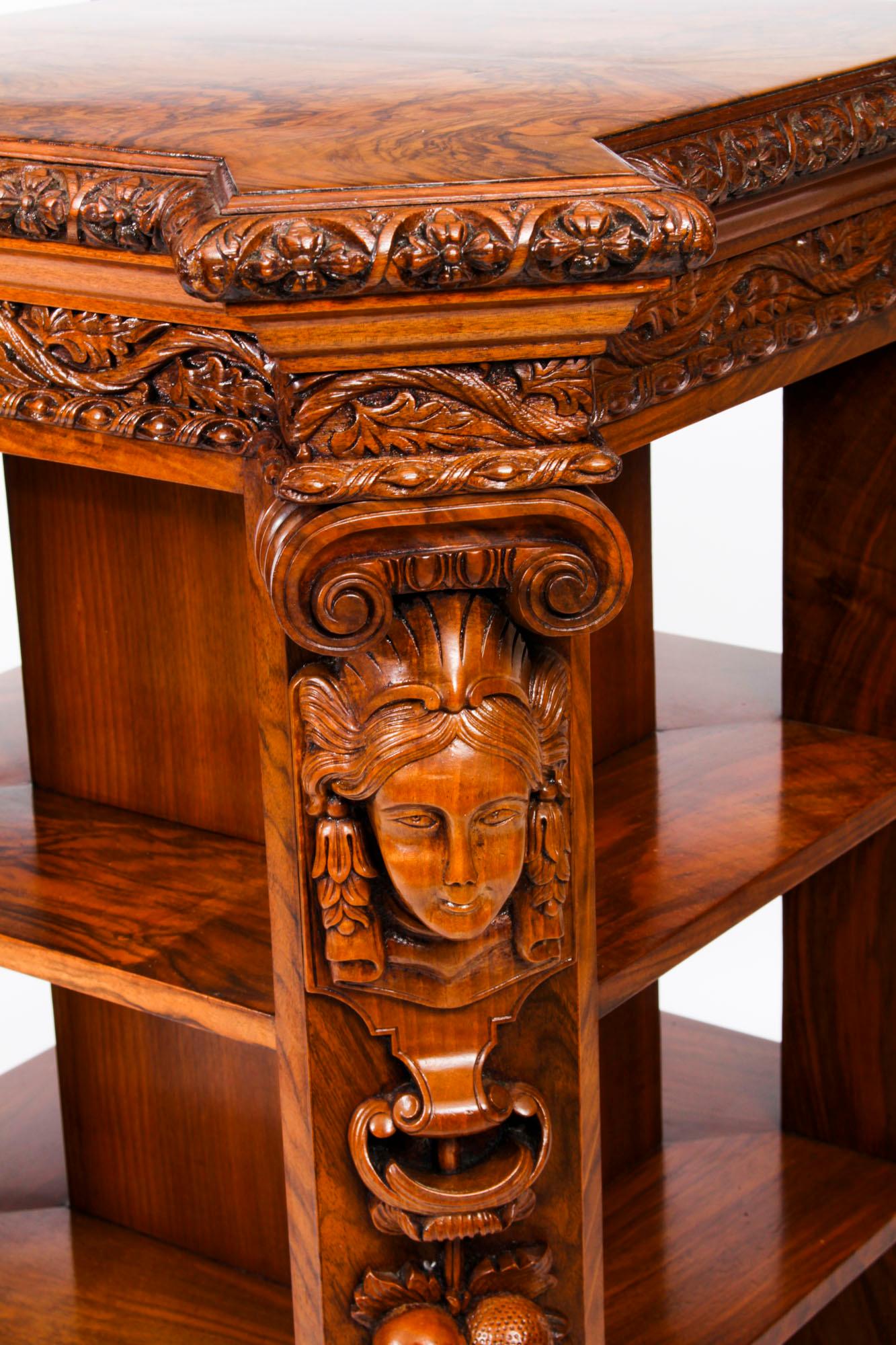 Antique Burr Walnut Freestanding Library Bookcase After Gillows Early 19th C 9