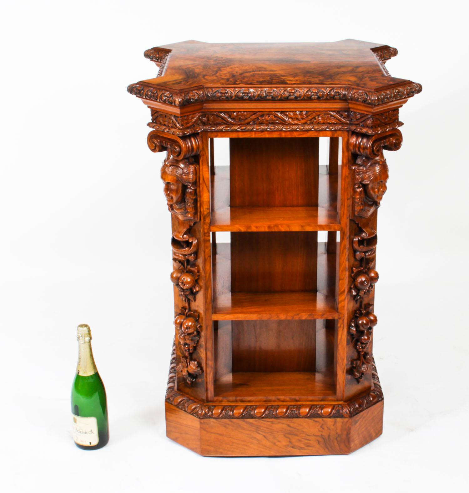 Antique Burr Walnut Freestanding Library Bookcase After Gillows Early 19th C 11