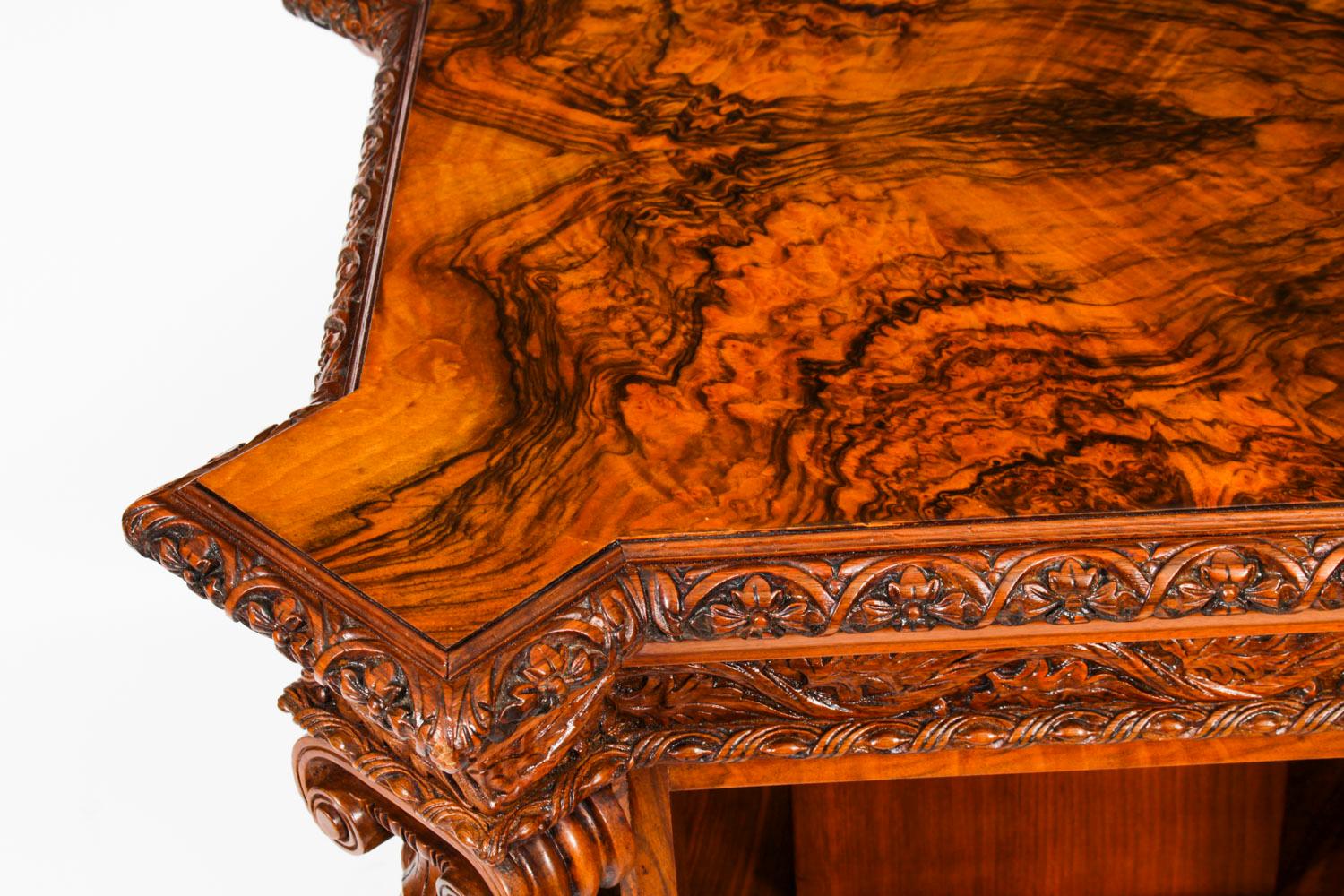 Antique Burr Walnut Freestanding Library Bookcase After Gillows Early 19th C 1