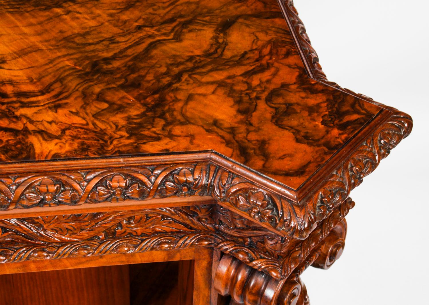 Antique Burr Walnut Freestanding Library Bookcase After Gillows Early 19th C 2