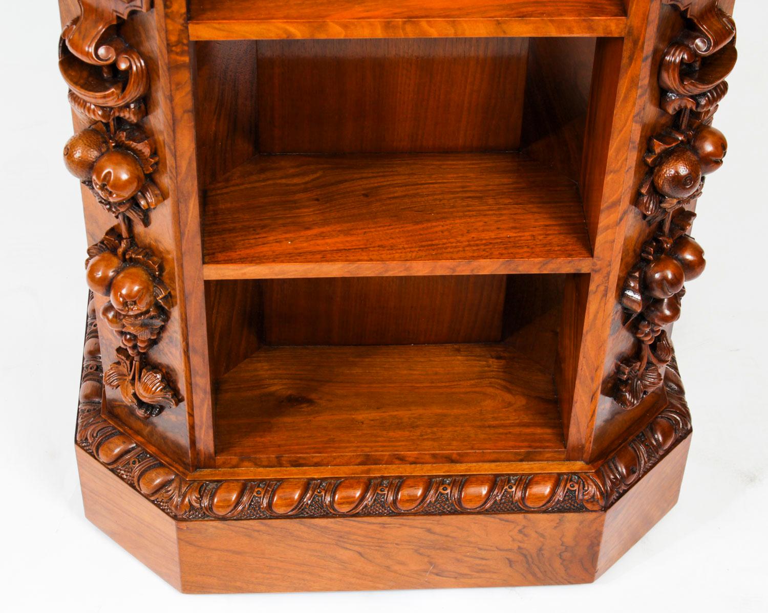 Antique Burr Walnut Freestanding Library Bookcase After Gillows Early 19th C 5