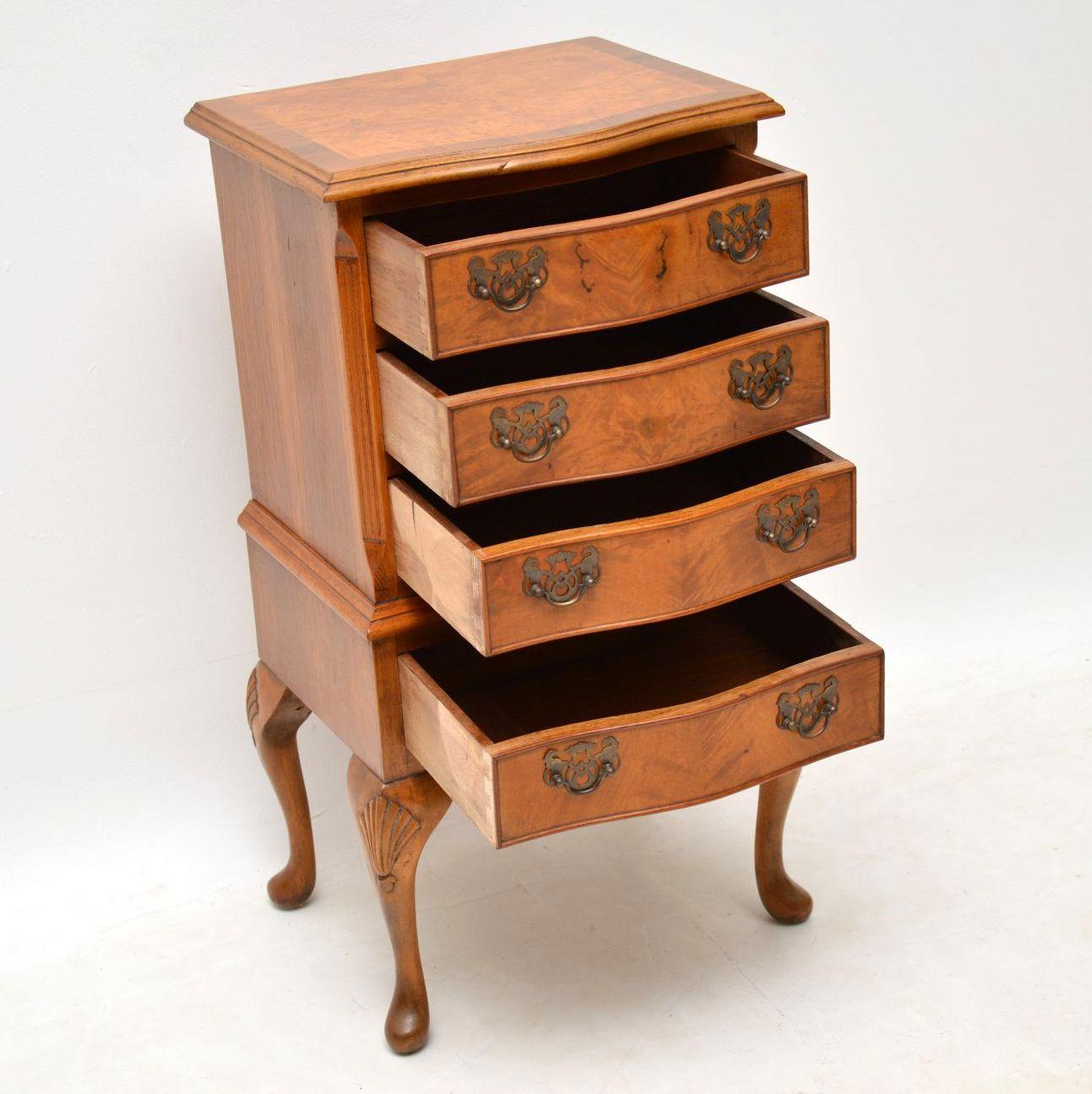 Edwardian Antique Burr Walnut Glove Chest of Drawers