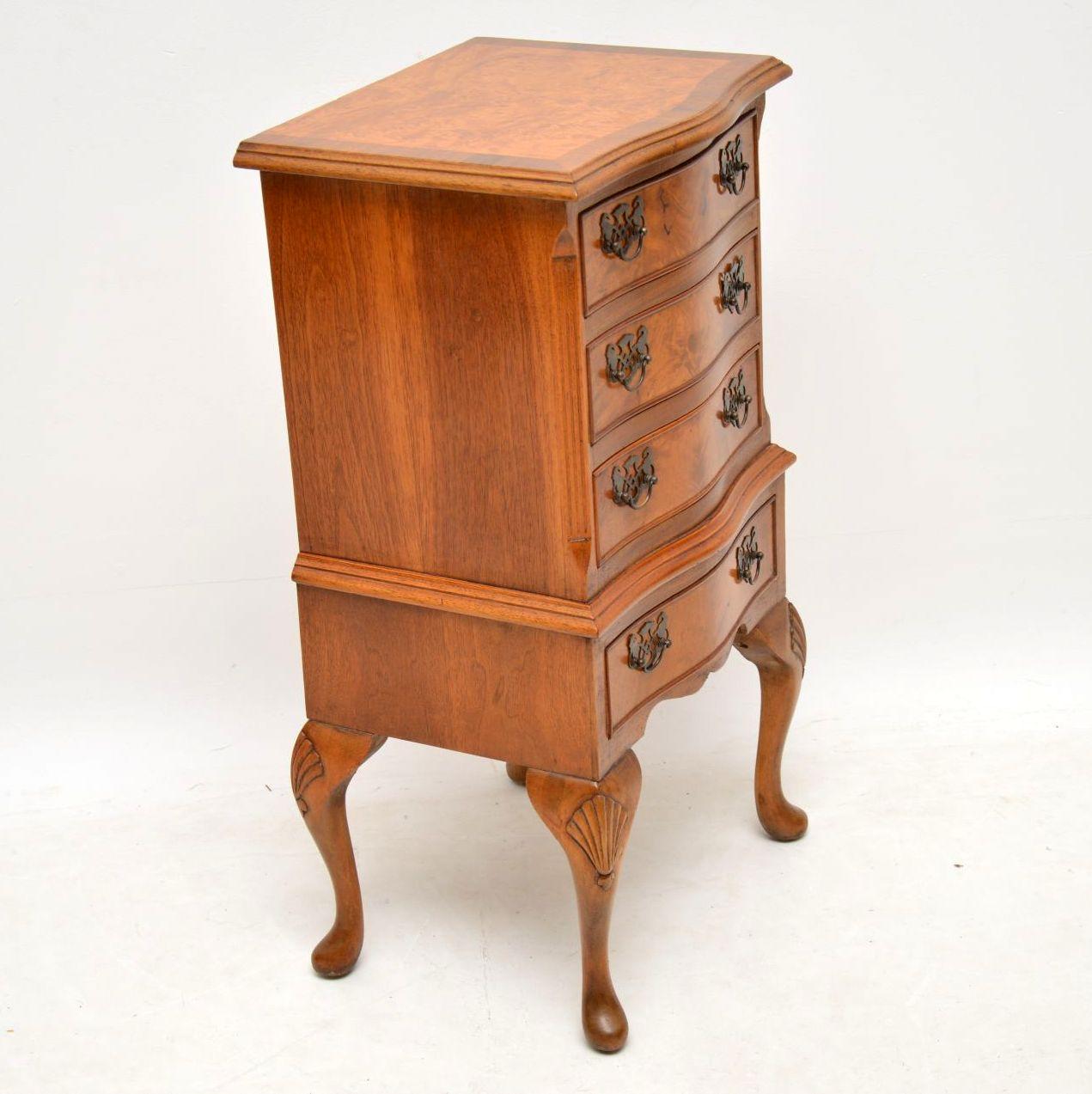 English Antique Burr Walnut Glove Chest of Drawers