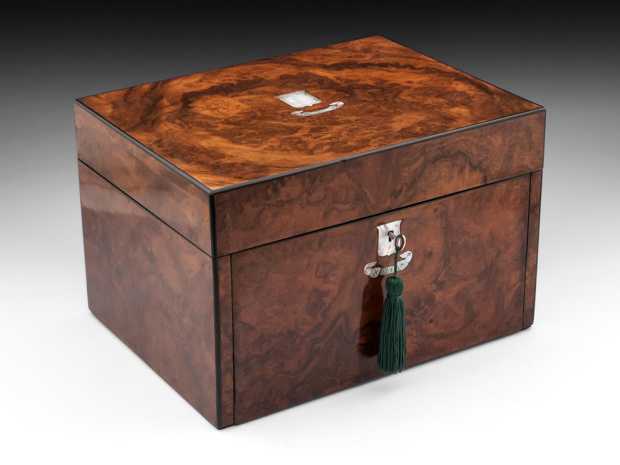 Antique Burr Walnut Jewelry Box, 19th Century 3