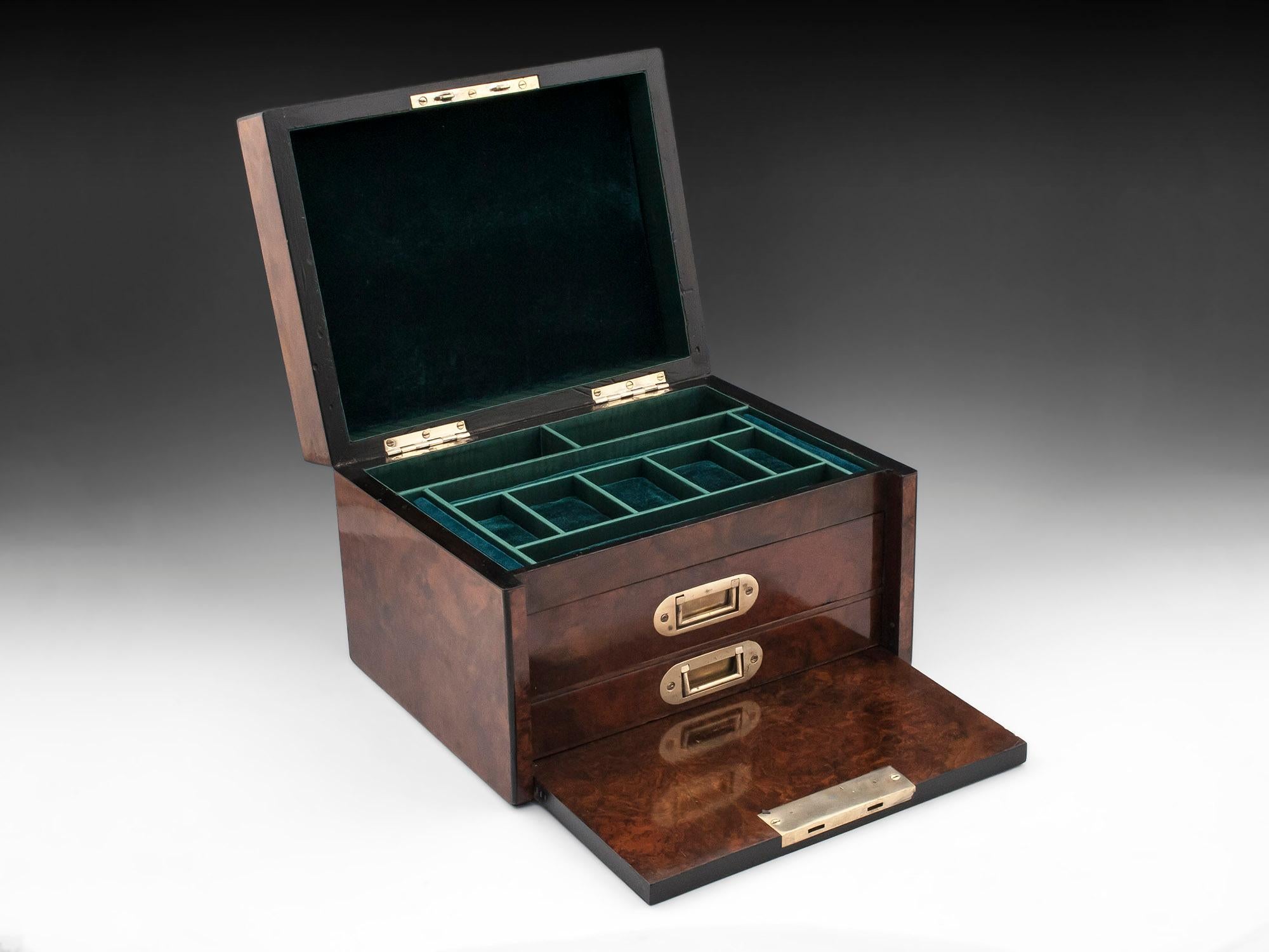 Antique Burr Walnut Jewelry Box, 19th Century 1