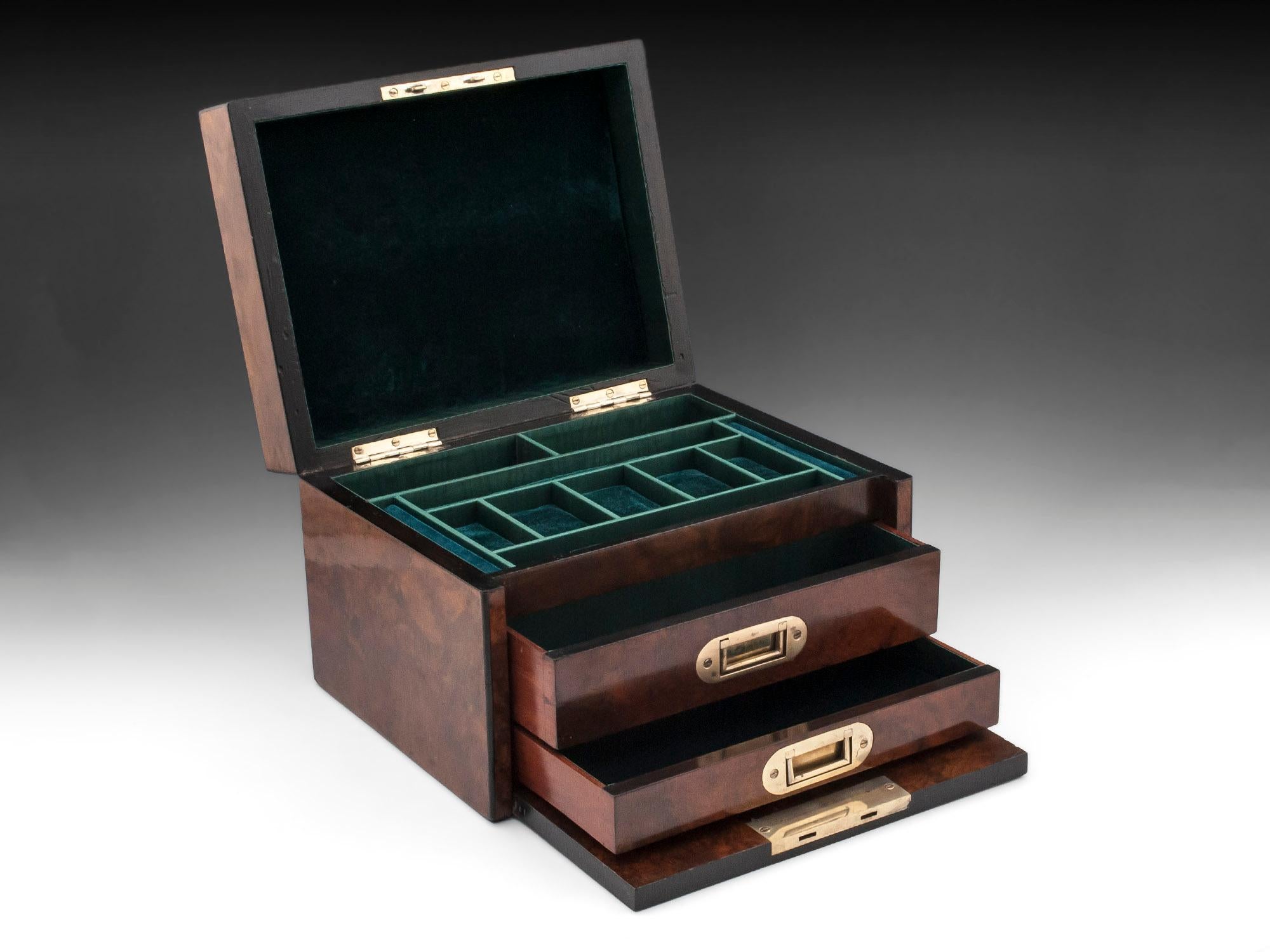 Antique Burr Walnut Jewelry Box, 19th Century 2