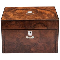 Antique Burr Walnut Jewelry Box, 19th Century