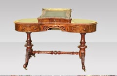 Antique Burr Walnut Kidney Shaped Desk