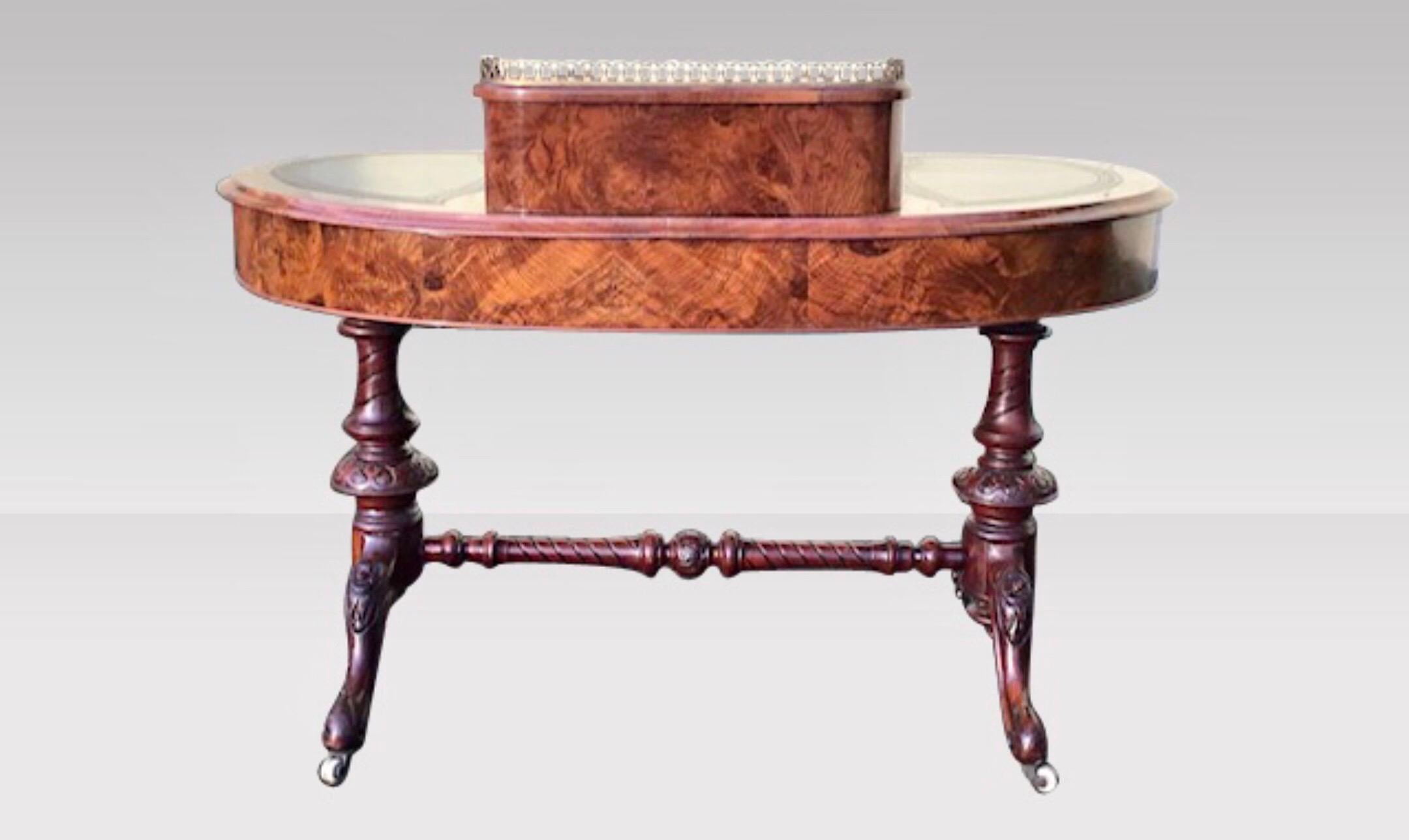 European Antique Burr Walnut Kidney Shaped Desk For Sale
