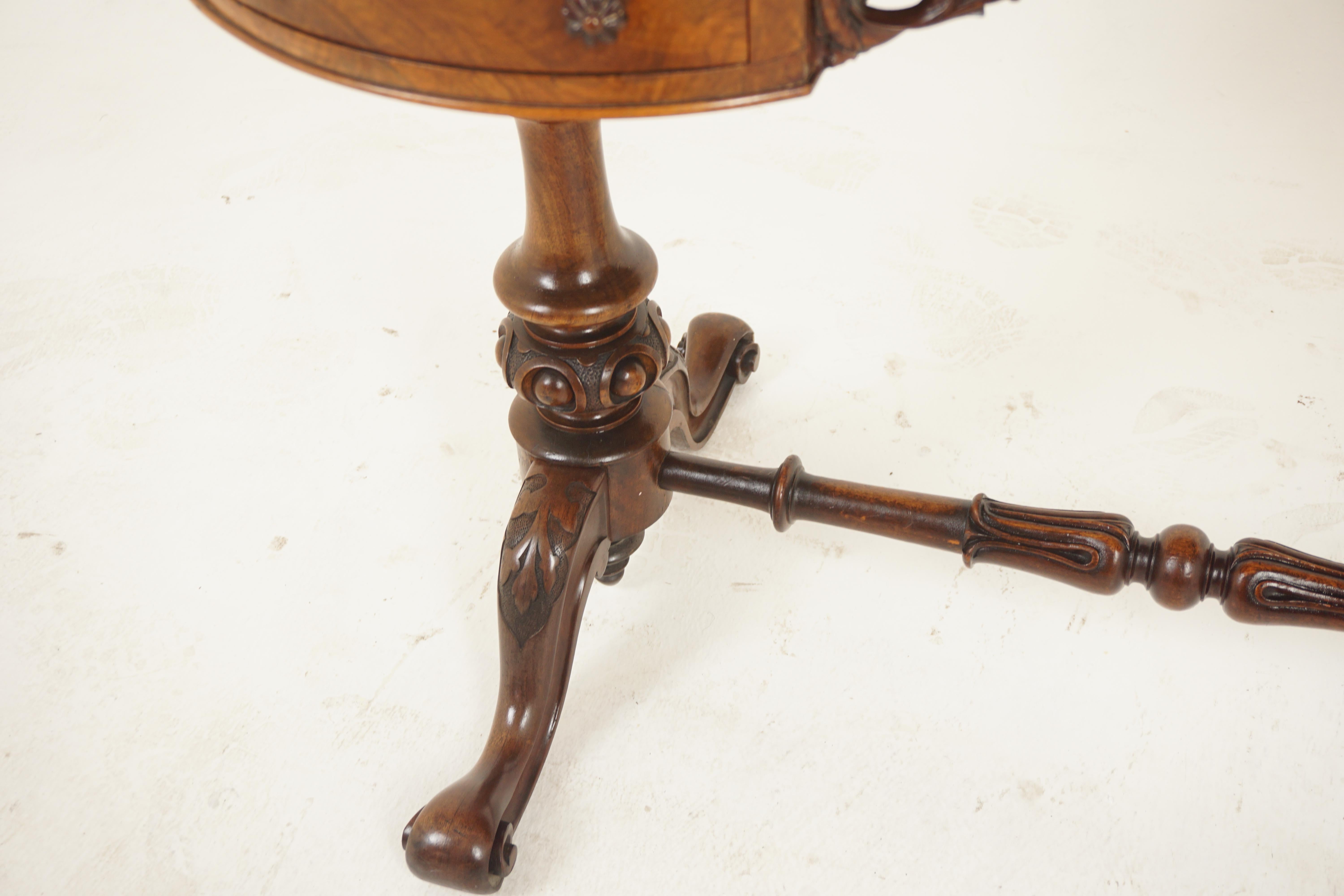 Hand-Crafted Antique Burr Walnut Kidney Shaped Desk, Writing Table, Scotland 1870, H1178