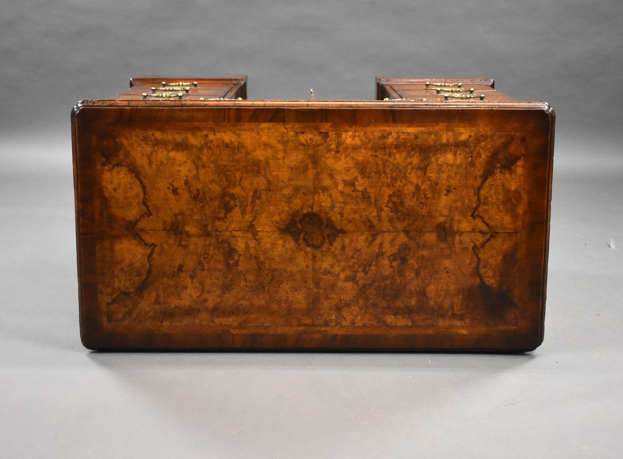 Antique Burr Walnut Kneehole Desk For Sale 3