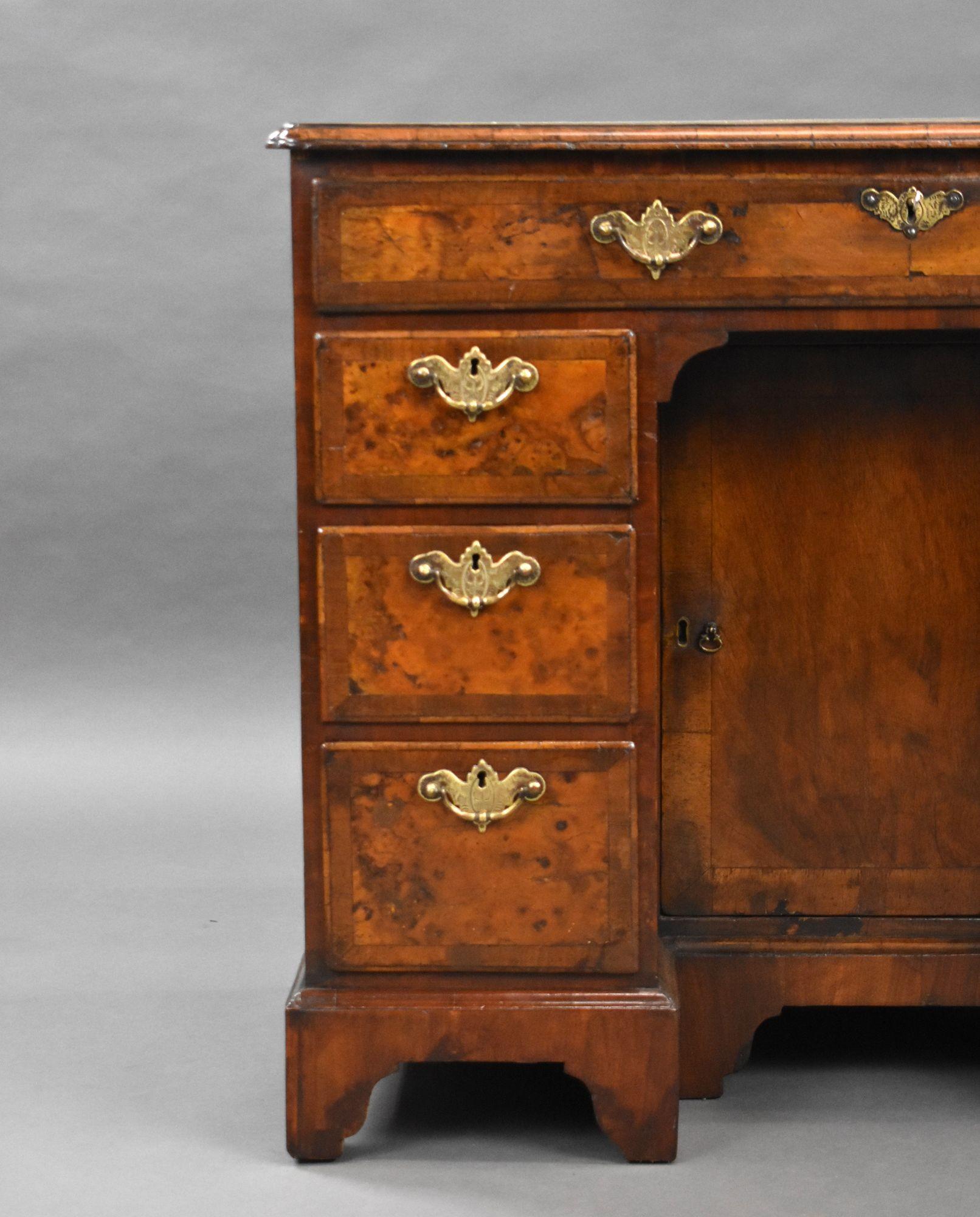 Antique Burr Walnut Kneehole Desk For Sale 4
