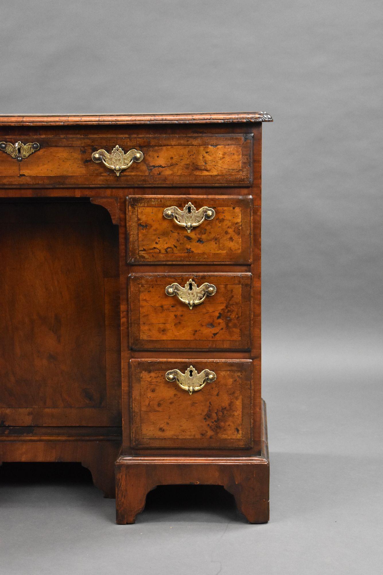 Antique Burr Walnut Kneehole Desk For Sale 5