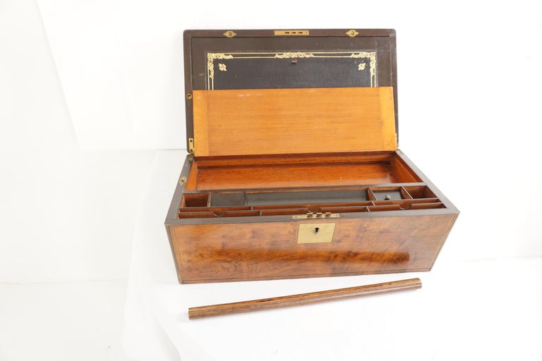 Antique Burr Walnut Lap Desk Writing Slope, Scotland, 1880, B1442 For