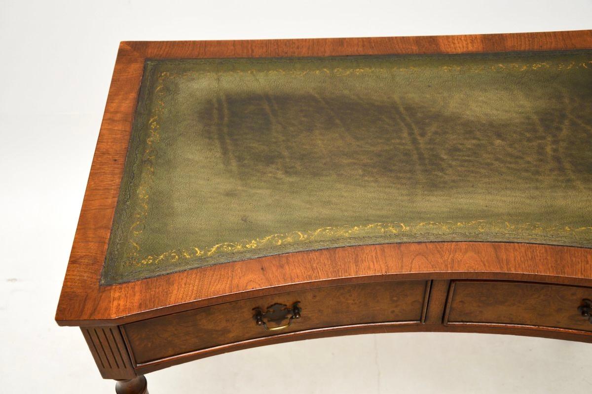 Antique Burr Walnut Leather Top Concave Desk / Side Table 1