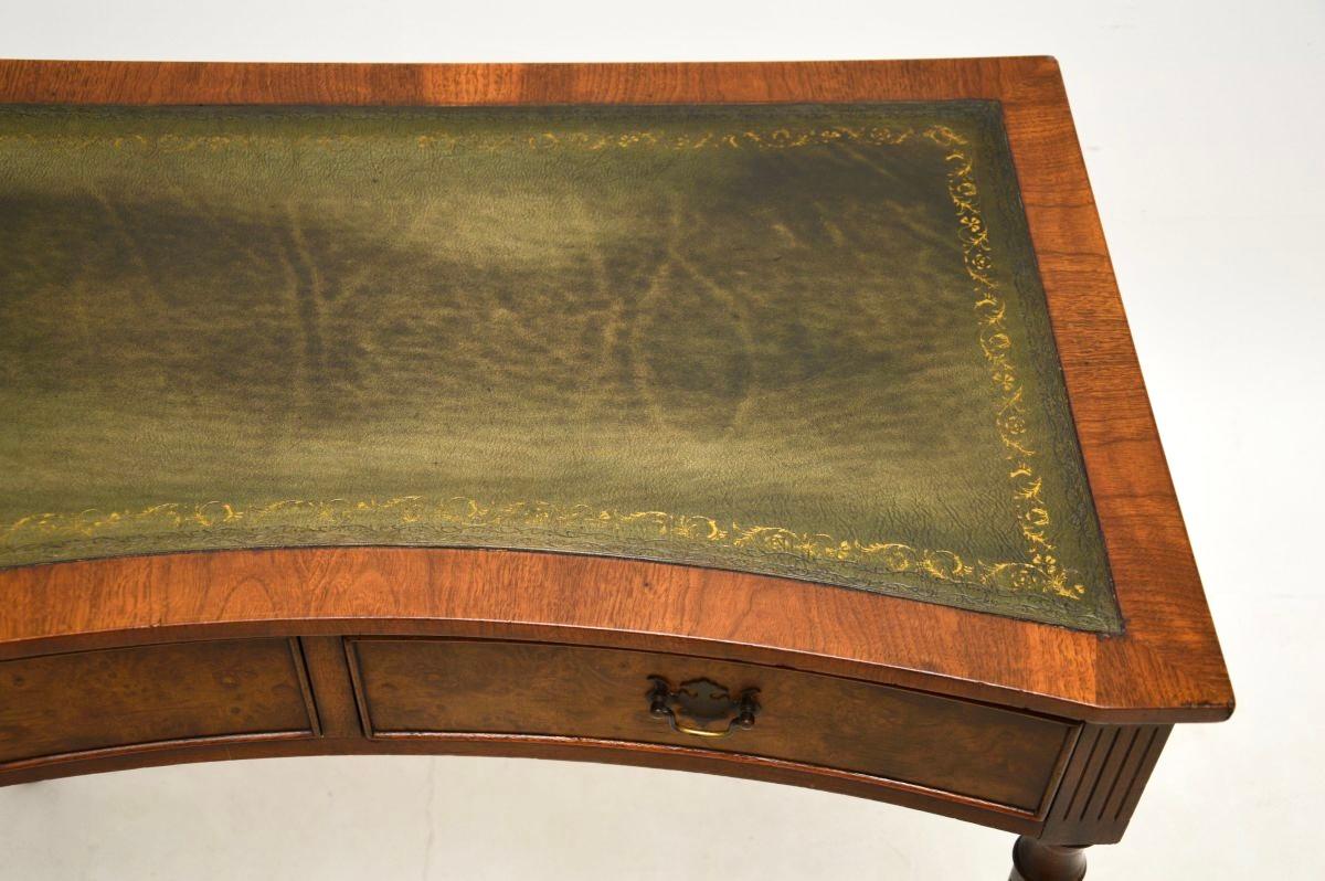 Antique Burr Walnut Leather Top Concave Desk / Side Table 2