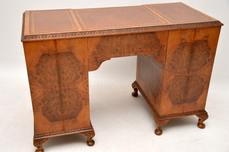 Antique Burr Walnut Leather Top Desk For Sale At 1stdibs
