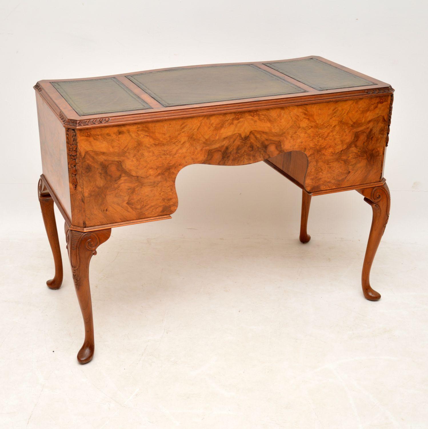 Antique Burr Walnut Leather Top Desk At 1stdibs