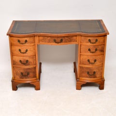 Antique Burr Walnut Leather Top Desk