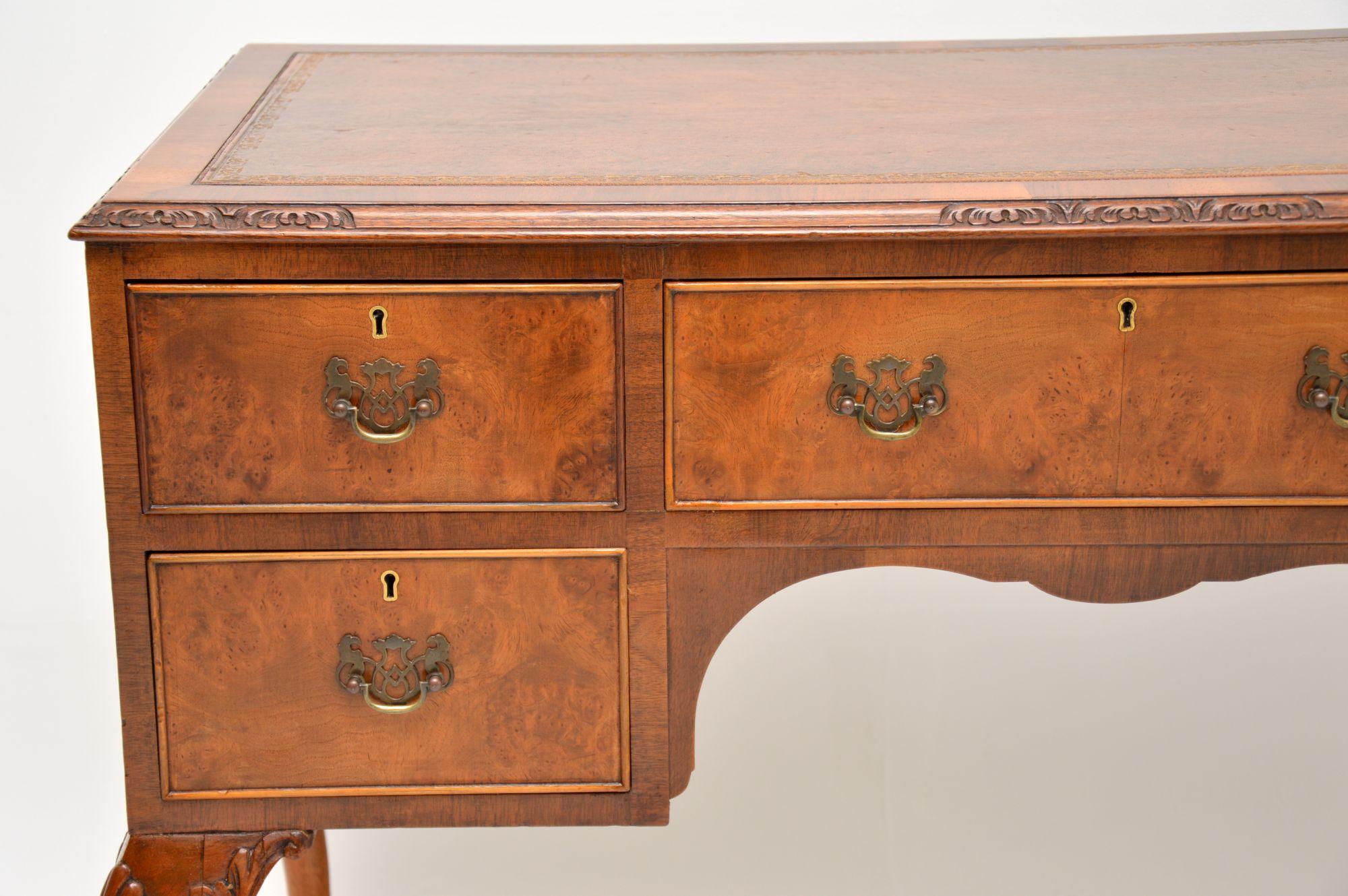 Antique Burr Walnut Leather Top Desk 2