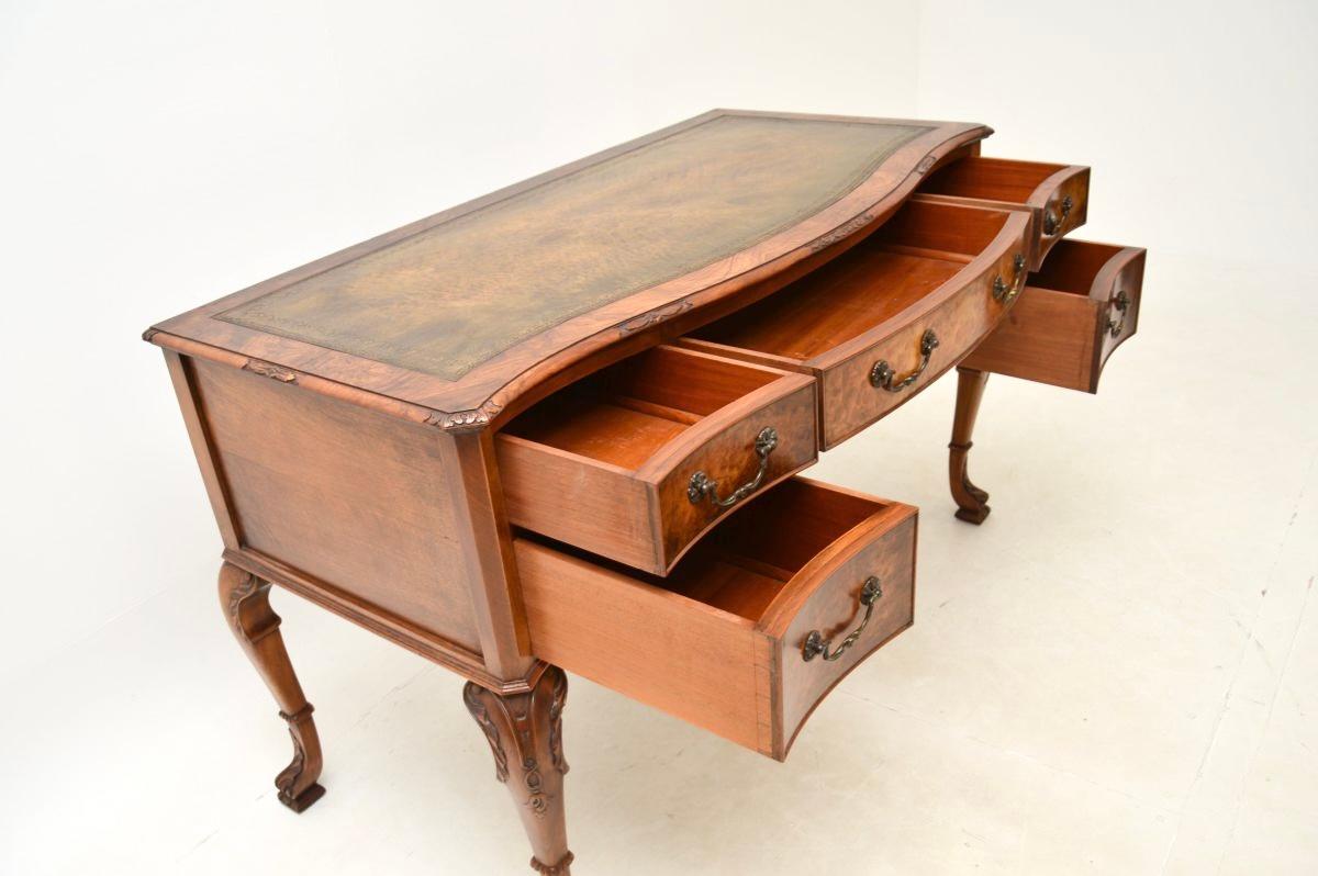 Antique Burr Walnut Leather Top Desk 3