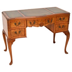 Antique Burr Walnut Leather Top Desk