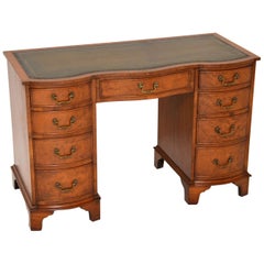 Antique Burr Walnut Leather Top Desk