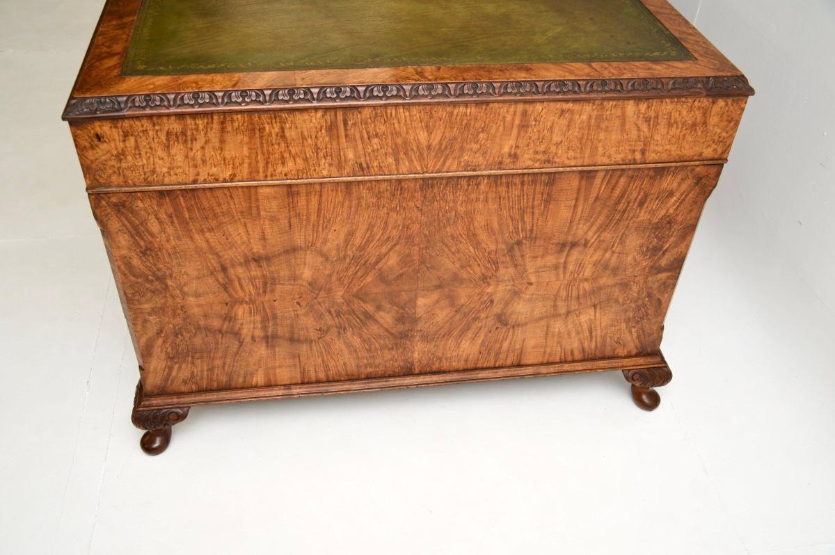 Antique Burr Walnut Leather Top Partners Desk 3