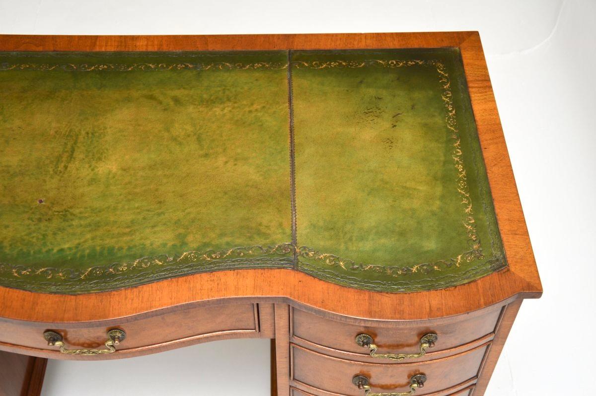 Antique Burr Walnut Leather Top Pedestal Desk For Sale 5