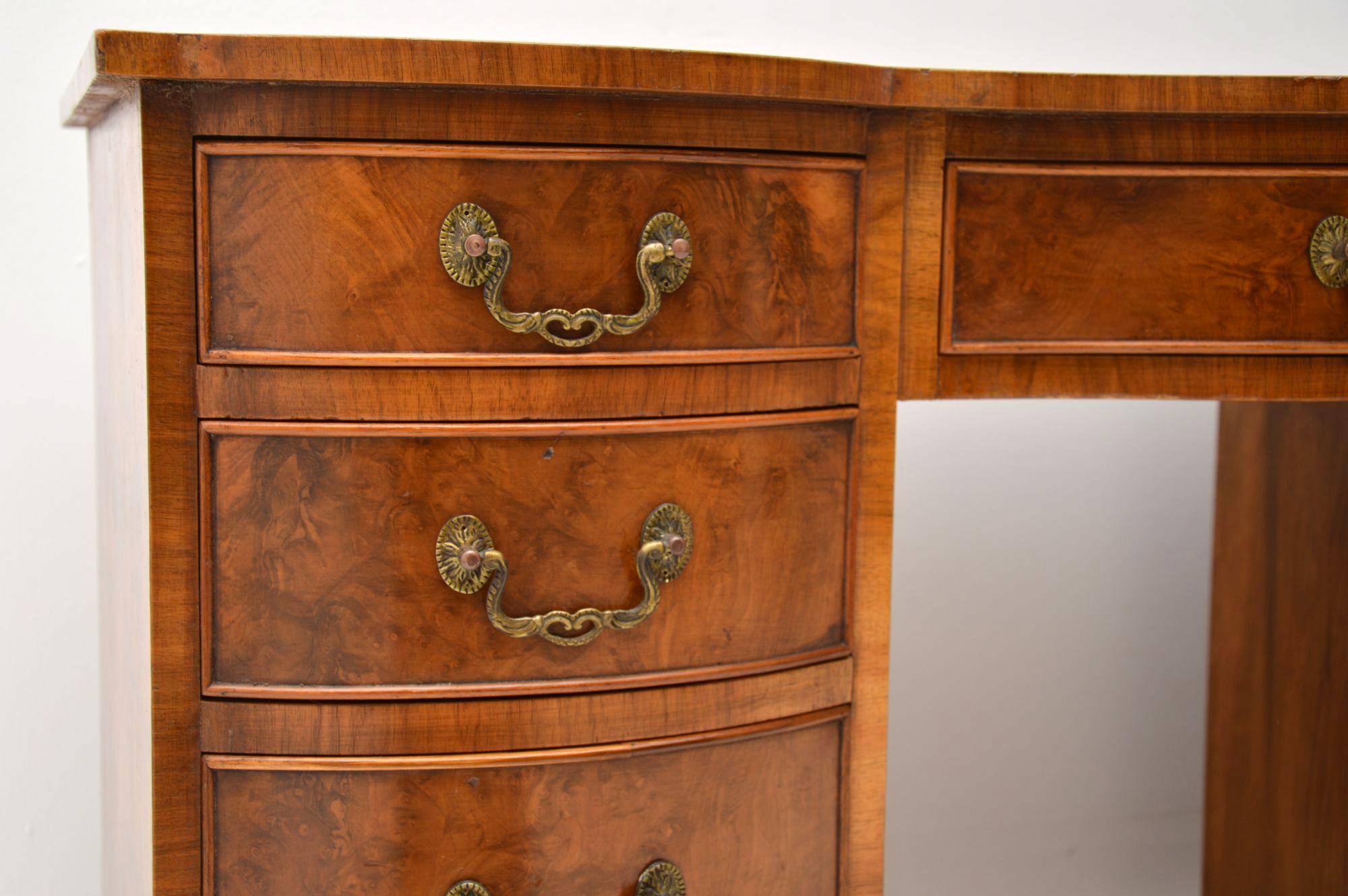 Antique Burr Walnut Leather Top Pedestal Desk 3